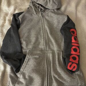 Euc Gray and Black Hoodie by Adidas